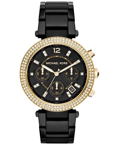 michael kors black watch women's|Michael Kors black leather watch.